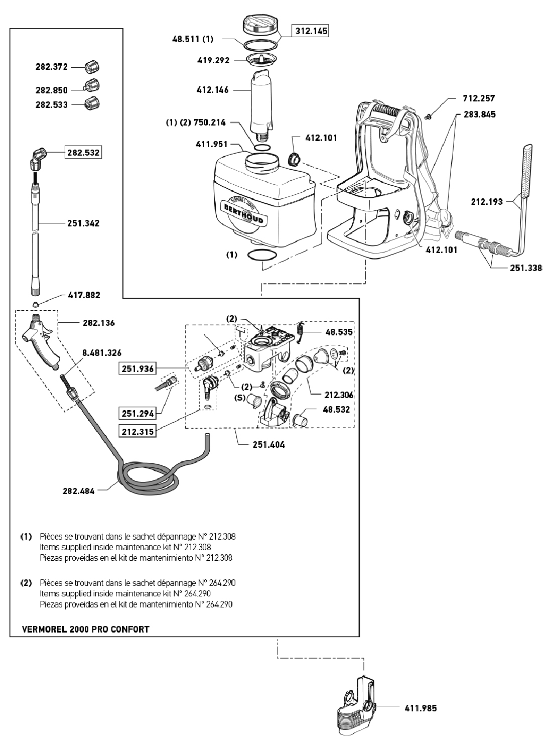 Pièces VERMOREL 2000 PRO CONFORT (Ref. 102022)